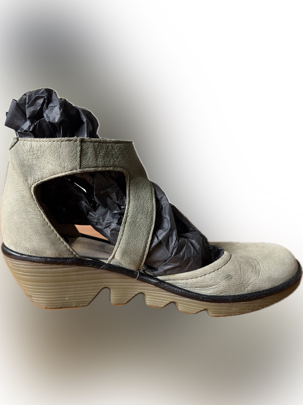 London Fly Piat Wedge Olive Green Casual Strappy Sandals 37